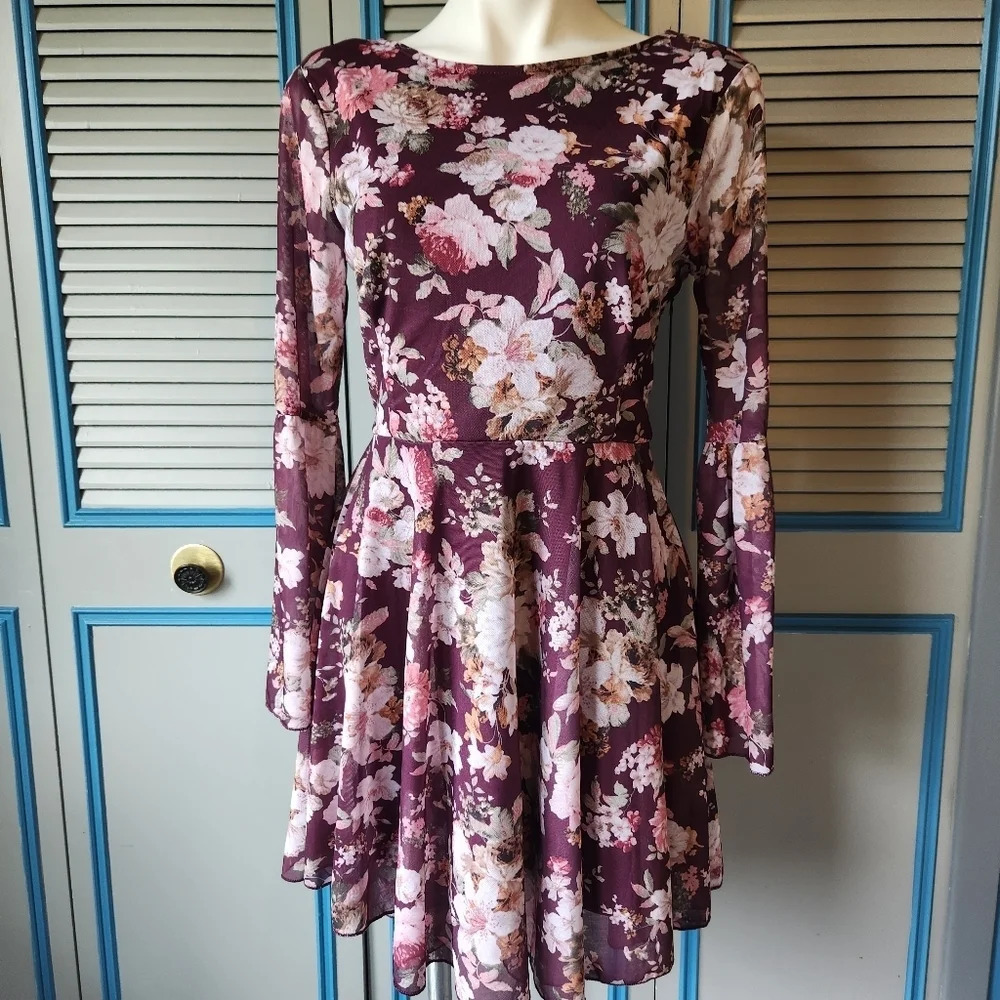 American Rag Burgundy Floral High Low Dress